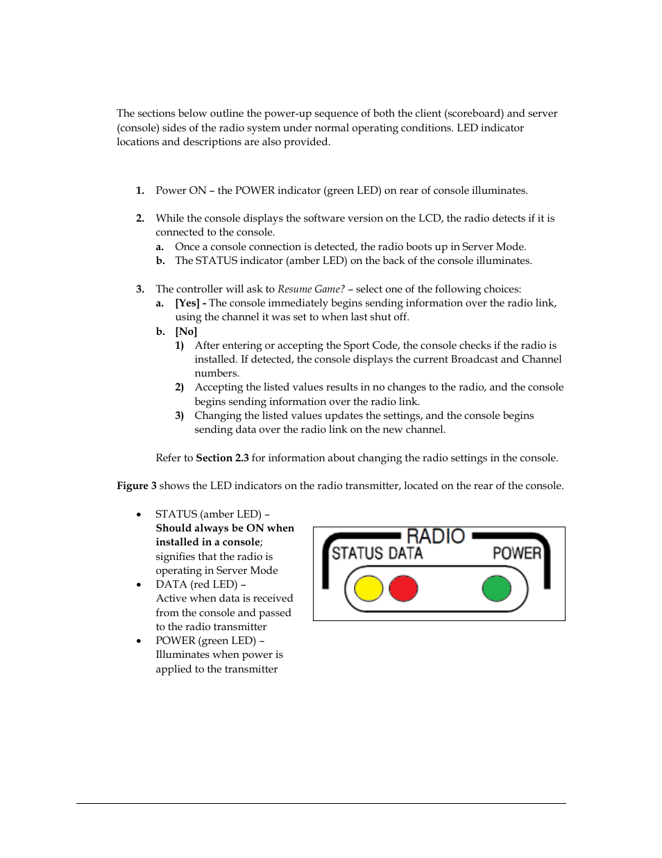 2 power-up sequence & led indicators, Server (console), Power-up sequence & led indicators | Daktronics Gen VI Radio User Manual | Page 10 / 38