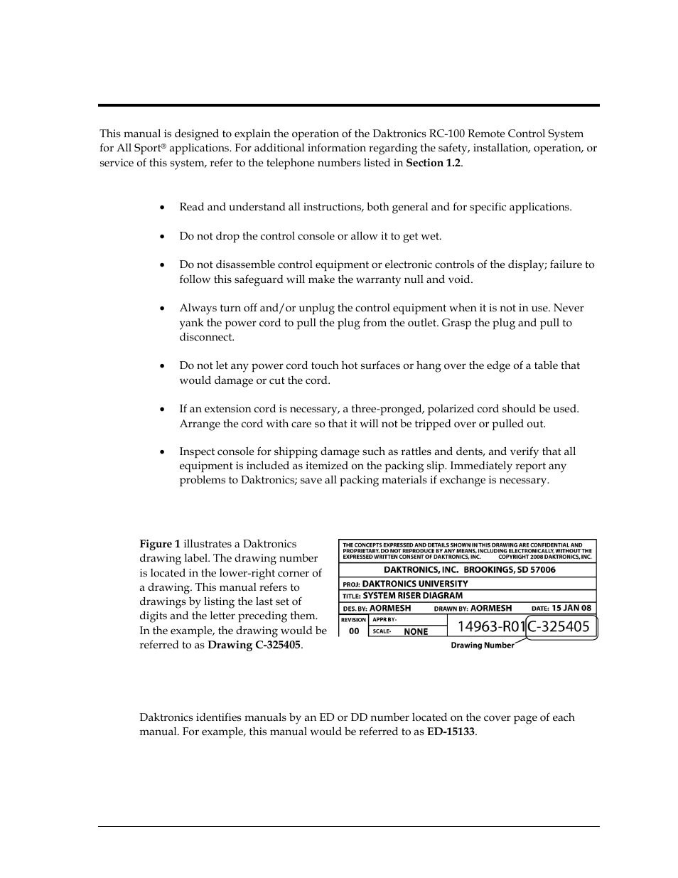 Section 1: introduction, 1 resources, Section 1 | Introduction, Resources | Daktronics Remote Control System RC-100 User Manual | Page 9 / 112