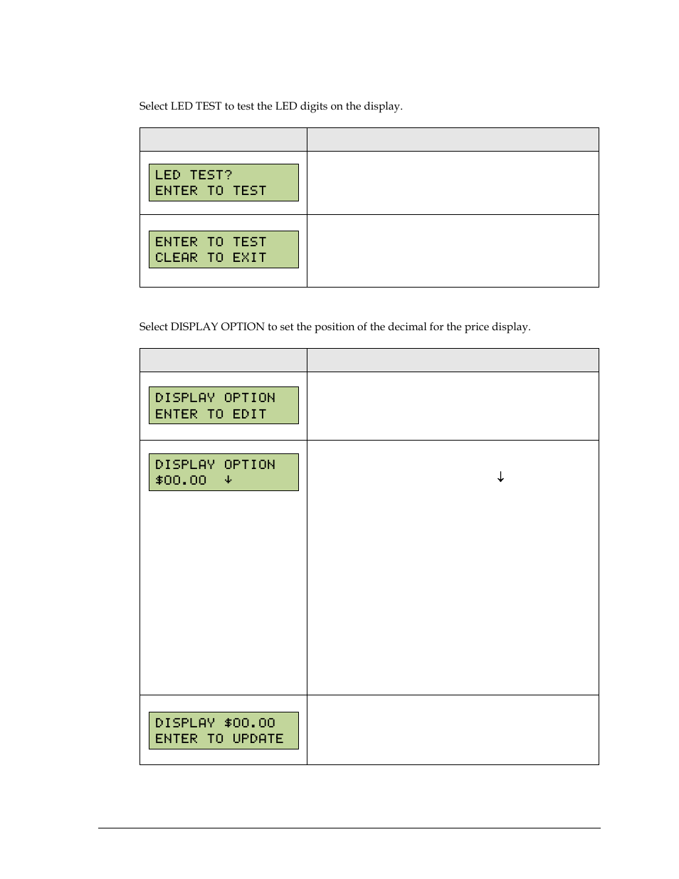 Led test, Display option (rate displays only) | Daktronics Remote Control System RC-100 User Manual | Page 31 / 54