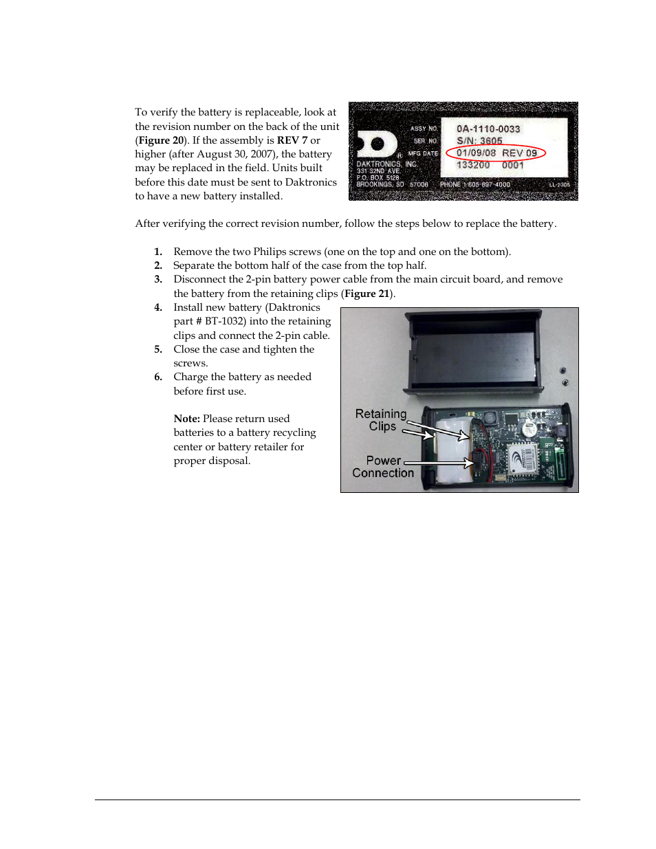3 replacing handheld battery, Replacing handheld battery | Daktronics Remote Control System RC-100 User Manual | Page 43 / 54