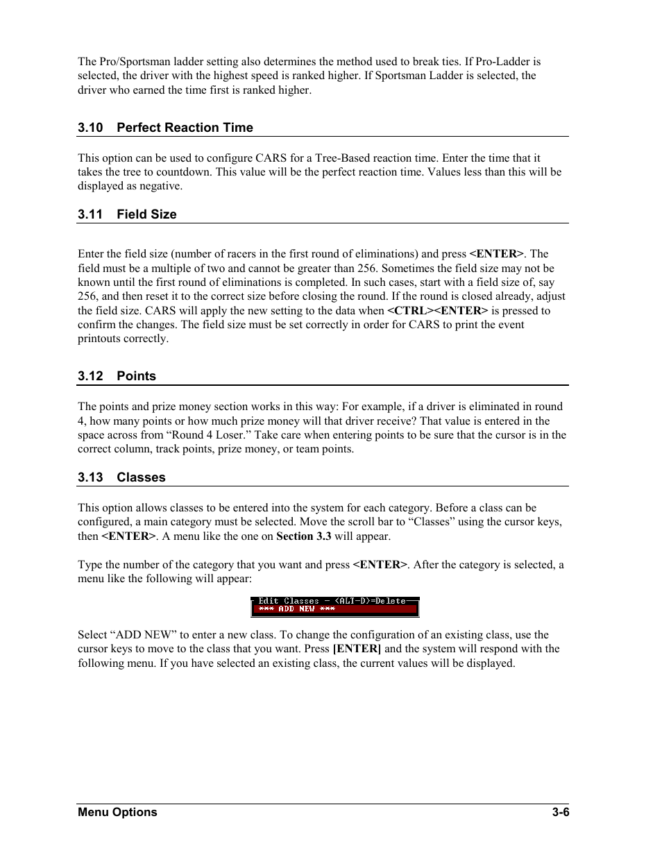 Perfect reaction time, Field size, Points | Classes, Perfect reaction time -6, Field size -6, Points -6, Classes -6 | Daktronics CARS User Manual | Page 20 / 68