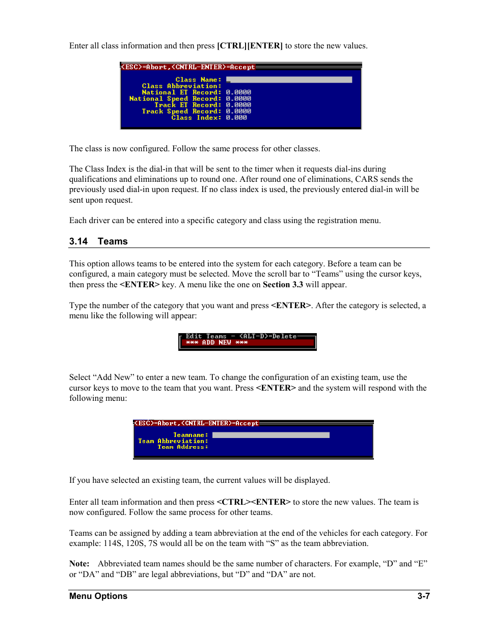 Teams, Teams -7 | Daktronics CARS User Manual | Page 21 / 68