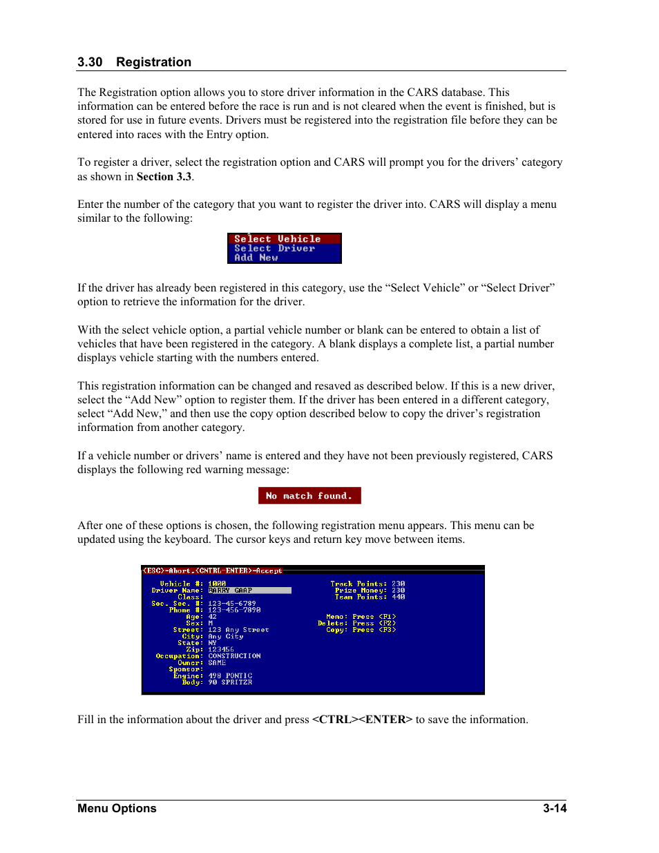 Registration, Registration -14 | Daktronics CARS User Manual | Page 28 / 68