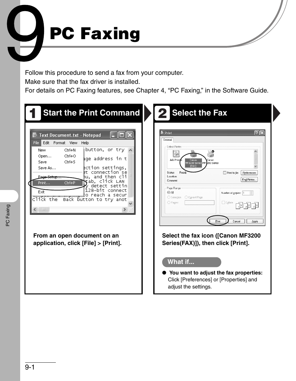 Pc faxing, 9 pc faxing -1 | Canon IMAGECLASS MF3200 User Manual | Page 105 / 161