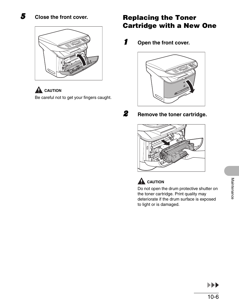 Replacing the toner cartridge with a new one, Replacing the toner cartridge with a new one -6 | Canon IMAGECLASS MF3200 User Manual | Page 112 / 161