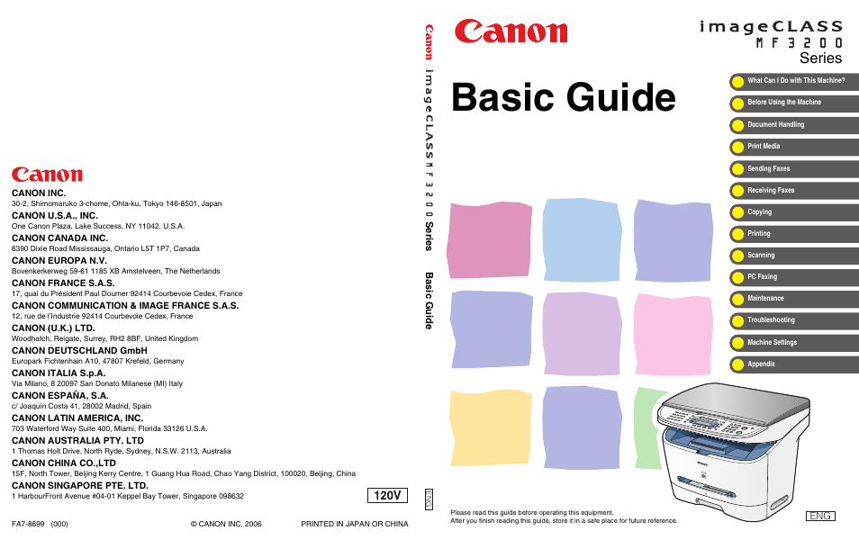 Basic guide, Series | Canon IMAGECLASS MF3200 User Manual | Page 161 / 161