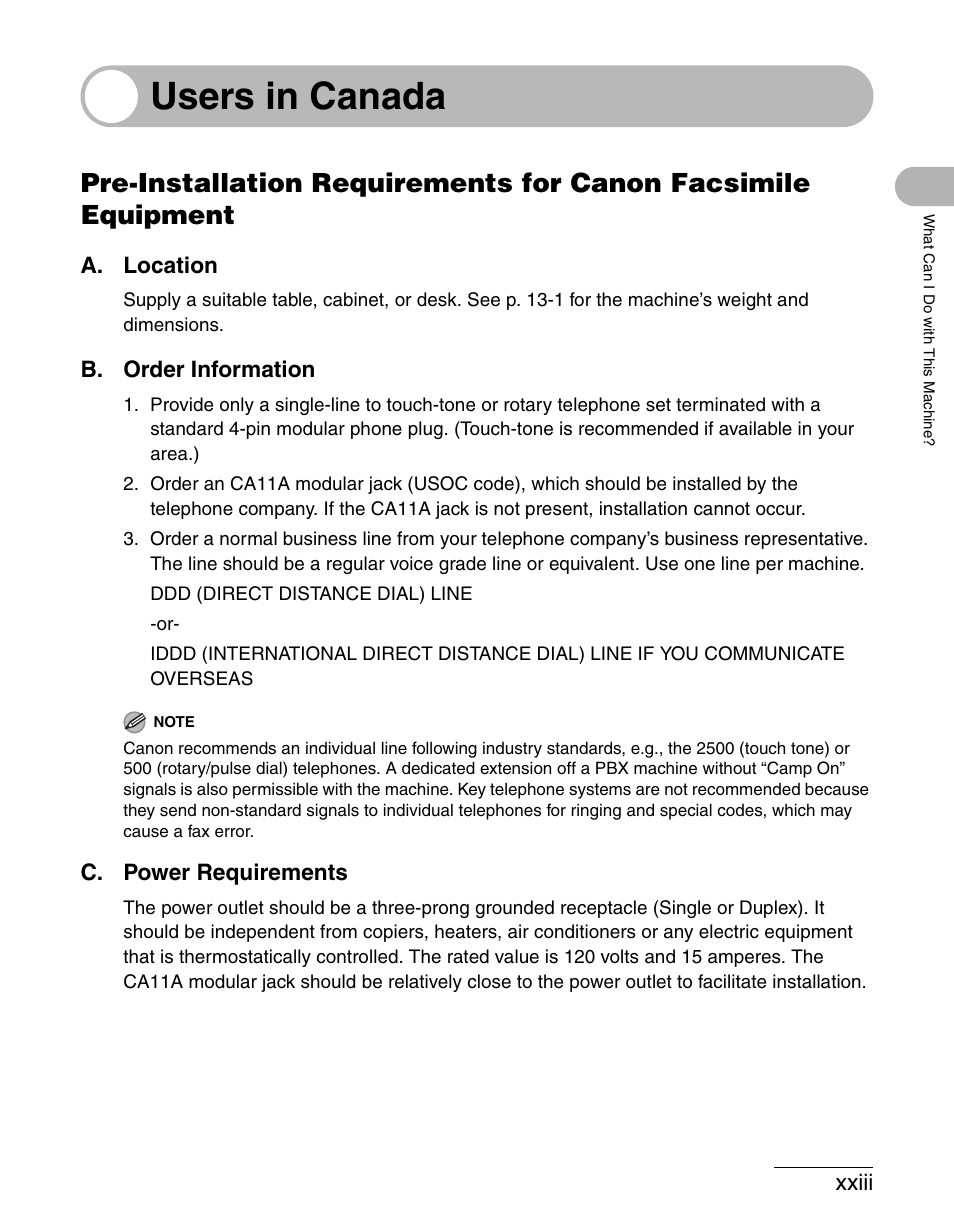 Users in canada | Canon IMAGECLASS MF3200 User Manual | Page 24 / 161