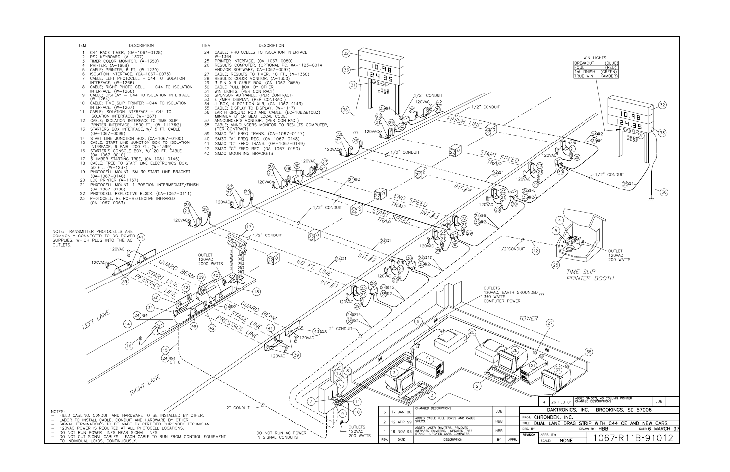 Drawing b-91012 | Daktronics C44 User Manual | Page 80 / 81