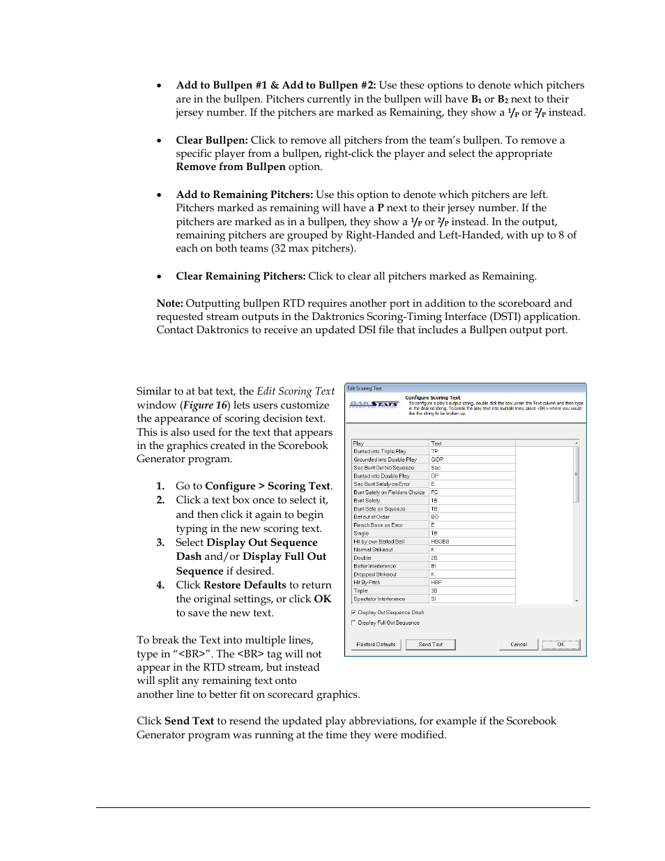 5 scoring text, Scoring text | Daktronics DakStats Baseball Software User Manual | Page 13 / 31