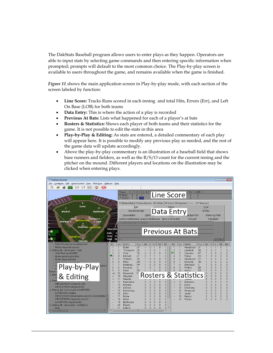 2 play-by-play mode, Play-by-play mode | Daktronics DakStats Baseball Software User Manual | Page 22 / 73