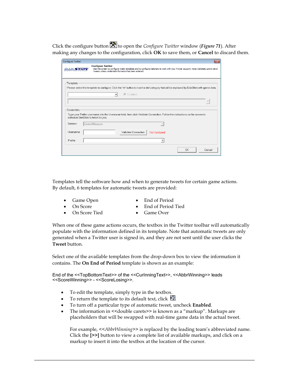 Configuration, Template | Daktronics DakStats Baseball Software User Manual | Page 56 / 73