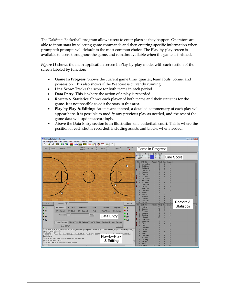 2 play by play mode, Play by play mode | Daktronics DakStats Basketball User Manual | Page 22 / 89