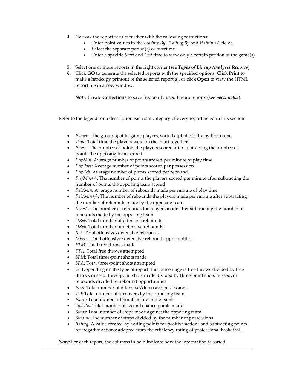 Types of lineup analysis reports (groups) | Daktronics DakStats Basketball User Manual | Page 51 / 89