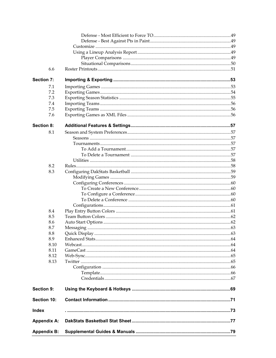 Daktronics DakStats Basketball User Manual | Page 6 / 89