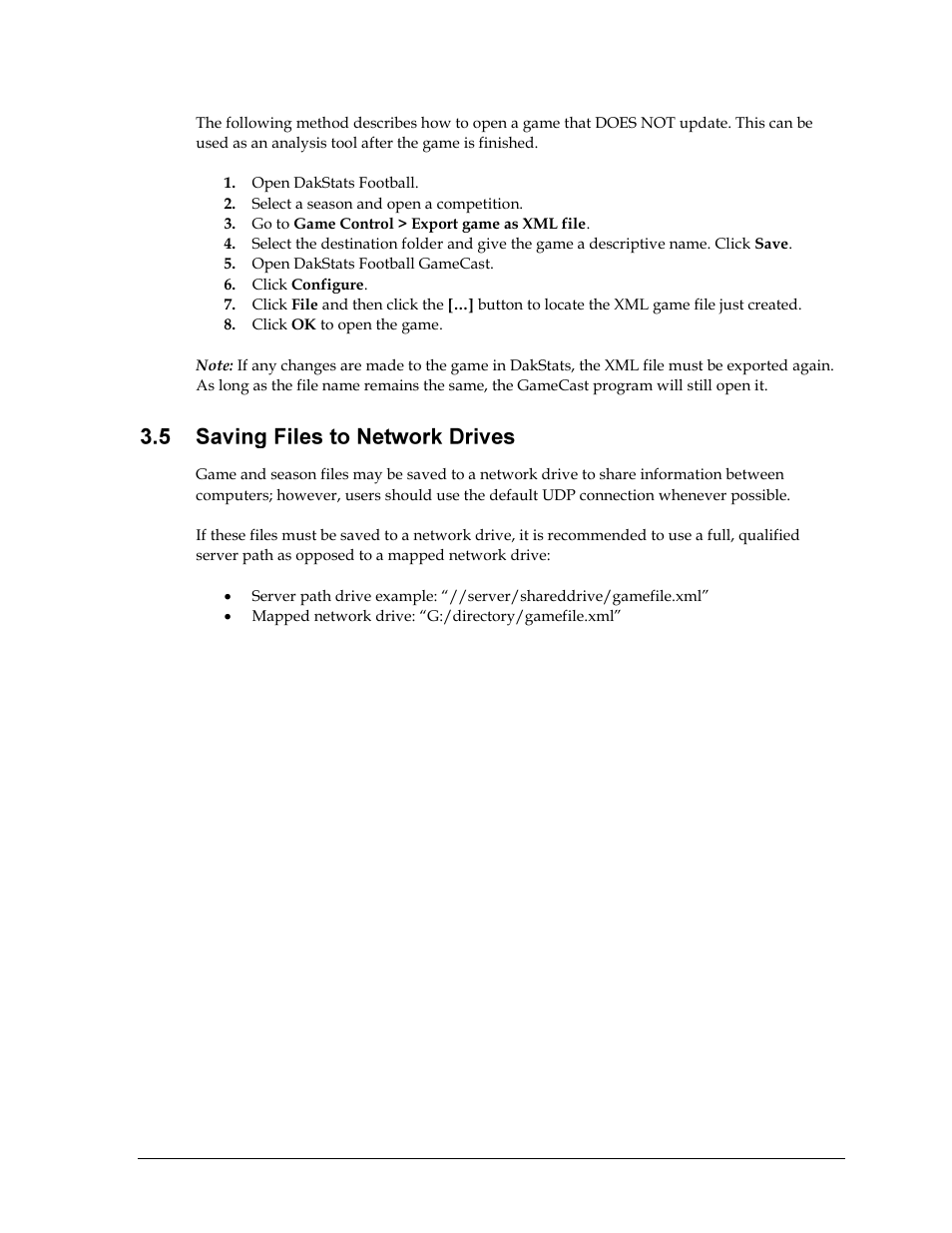 Saving files to network drives | Daktronics DakStats Football GameCast User Manual | Page 11 / 21