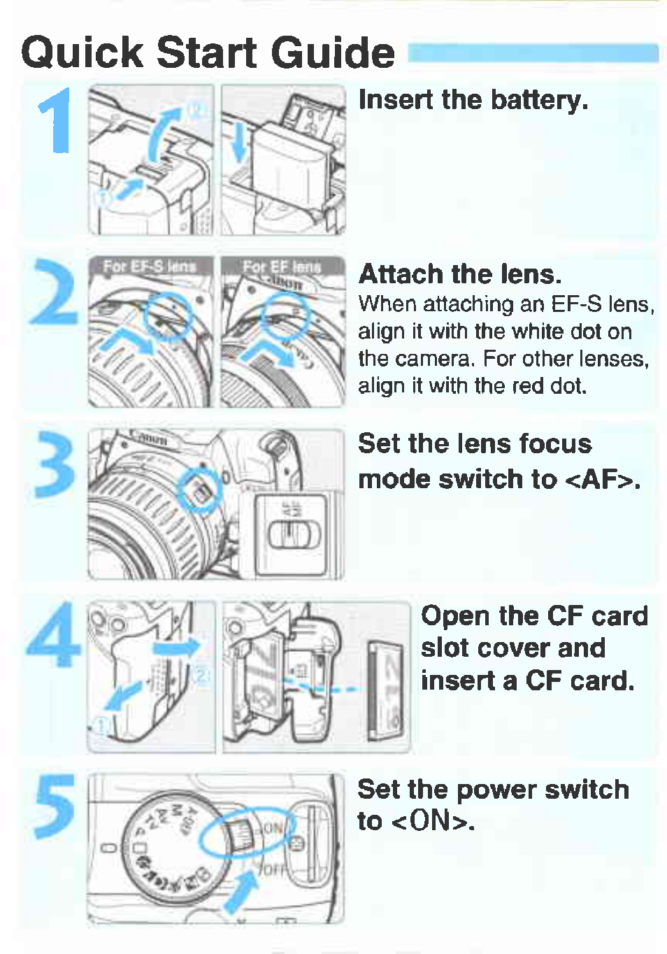 Quick start guide | Canon EOS 350D User Manual | Page 2 / 16