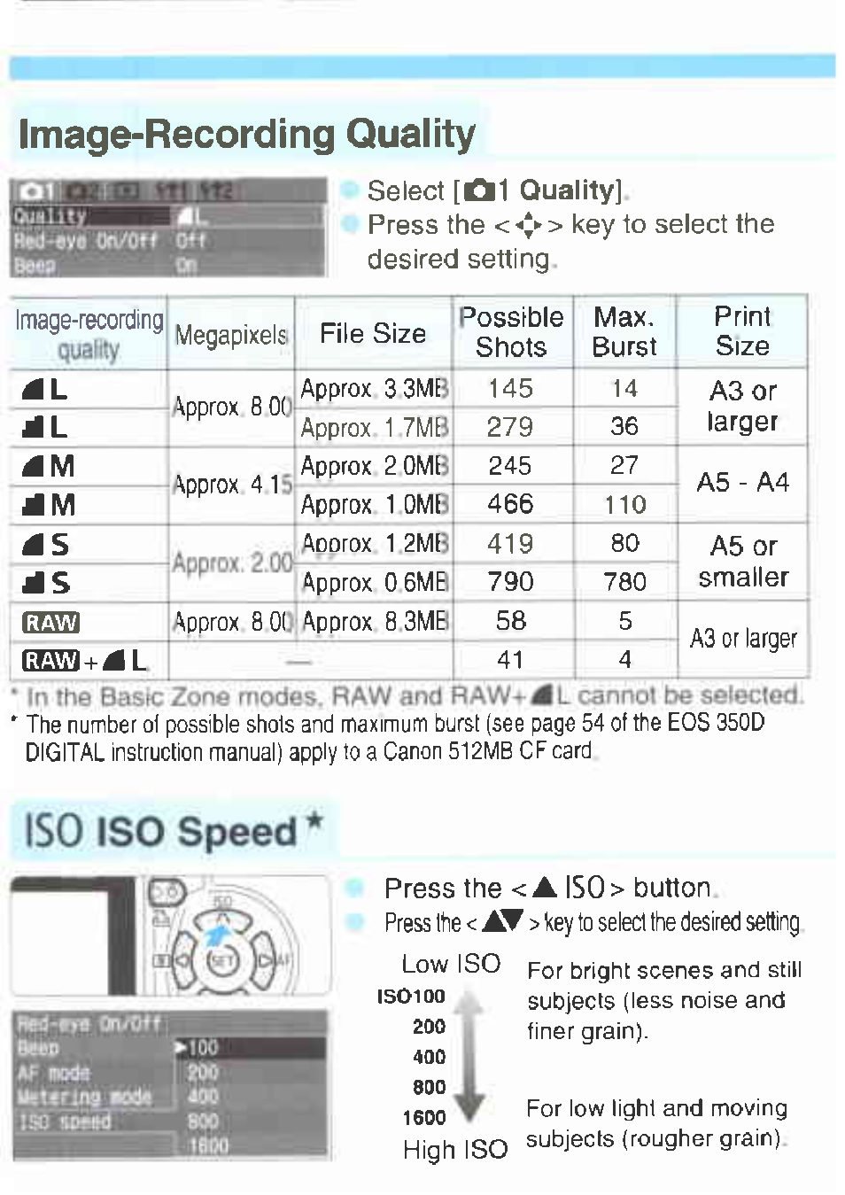 Image-recording quality | Canon EOS 350D User Manual | Page 7 / 16