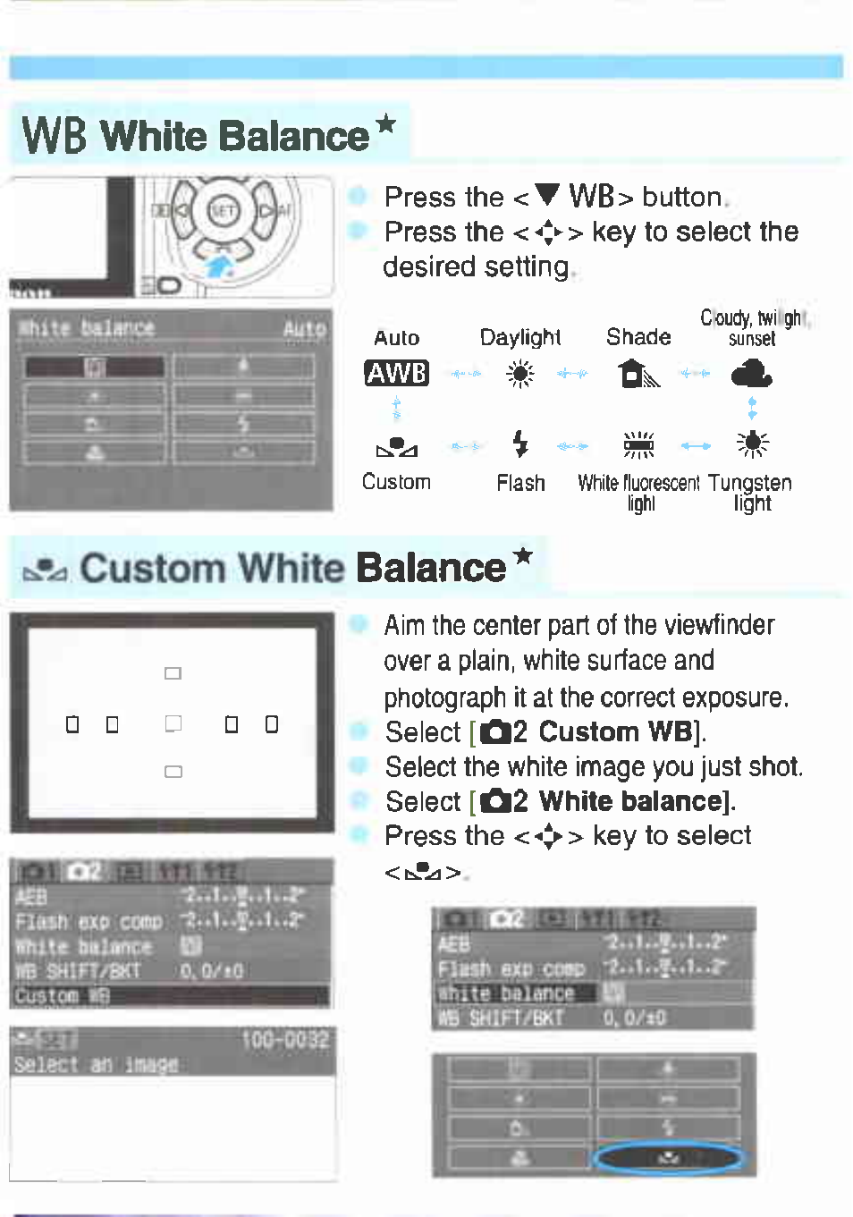 Wb white balance, I custom white balance | Canon EOS 350D User Manual | Page 8 / 16