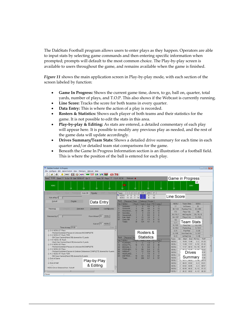 2 play-by-play mode, Play-by-play mode | Daktronics DakStats Football User Manual | Page 22 / 77