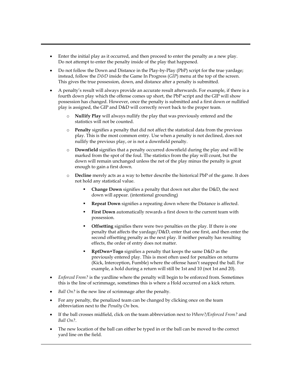 Appendix c: penalty guidelines, Appendix c, Penalty guidelines | Daktronics DakStats Football User Manual | Page 73 / 77