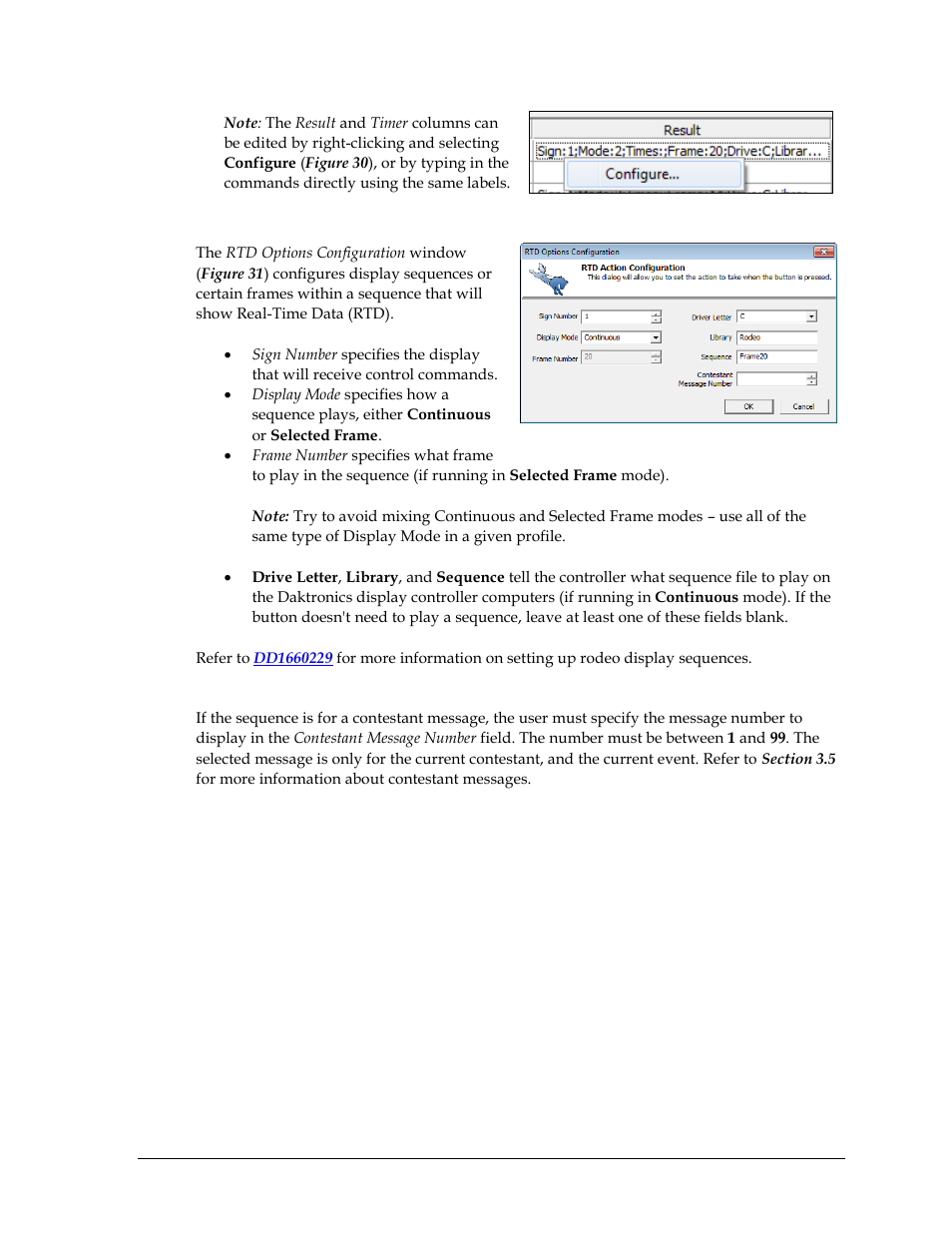 Rtd options, Contestant messages | Daktronics DakStats 3000 Rodeo User Manual | Page 27 / 37
