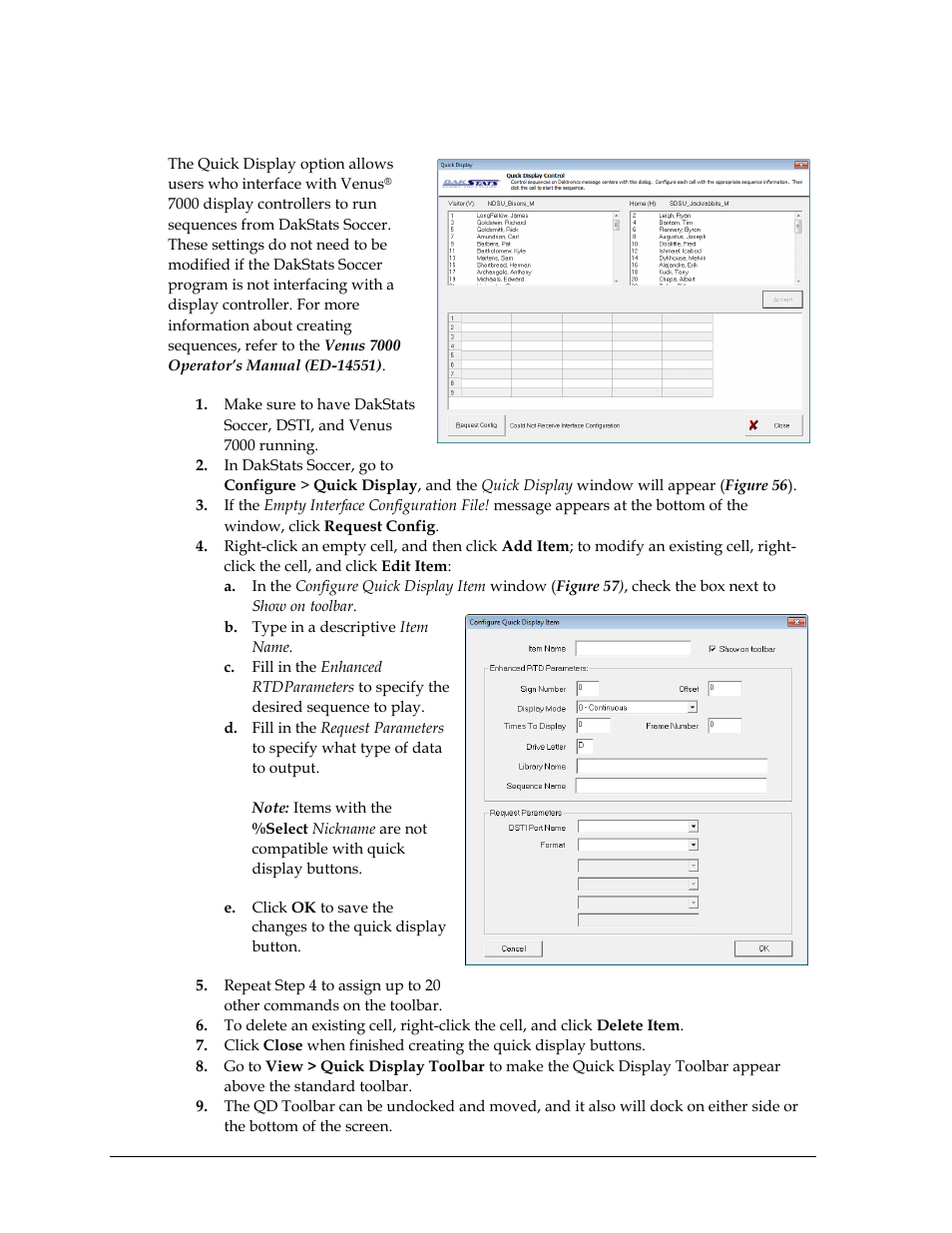7 quick display, Quick display | Daktronics DakStats Soccer User Manual | Page 48 / 65
