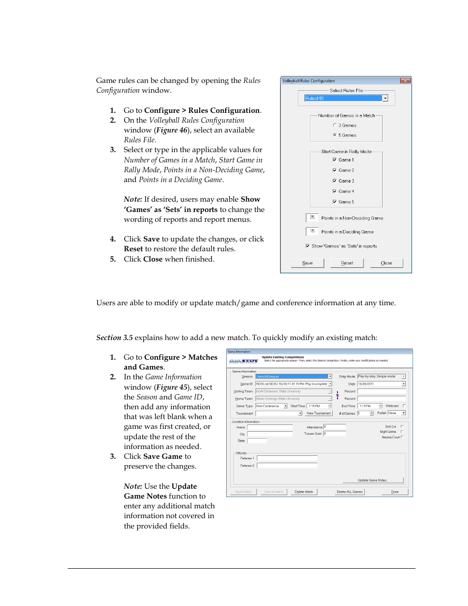 2 rules, 3 configuring dakstats volleyball, Modifying matches and games | Rules, Configuring dakstats volleyball | Daktronics DakStats Volleyball User Manual | Page 41 / 67