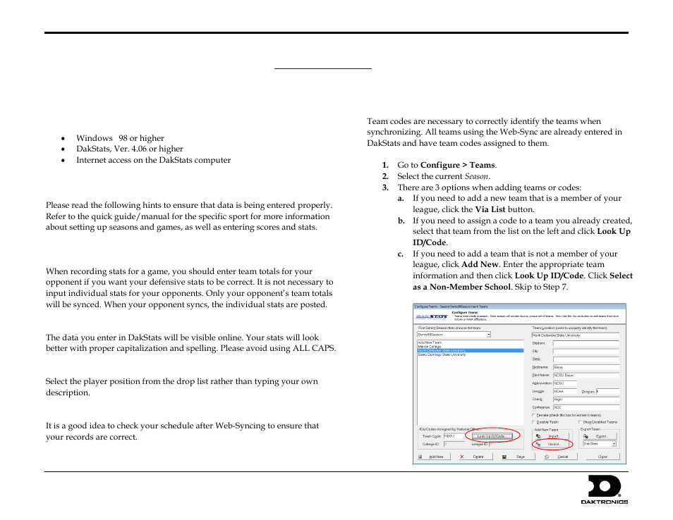 Daktronics DakStats Web-Sync User Manual | 7 pages