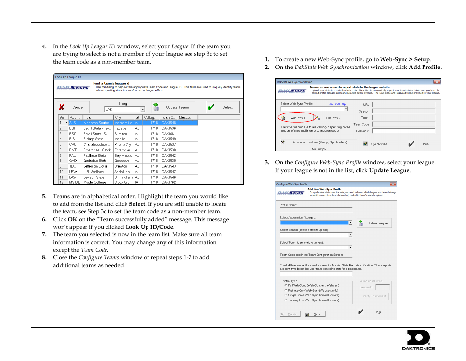 Add a profile, Dakstats web-sync setup guide 2 of 7 | Daktronics DakStats Web-Sync User Manual | Page 2 / 7