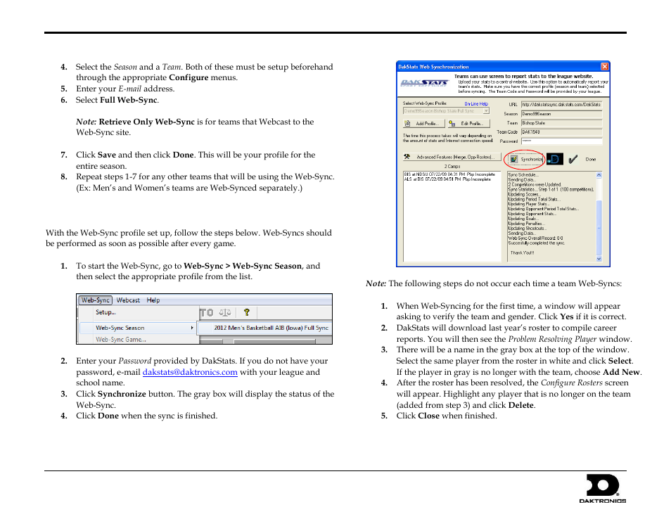 Web-sync season, Dakstats web-sync setup guide 3 of 7 | Daktronics DakStats Web-Sync User Manual | Page 3 / 7