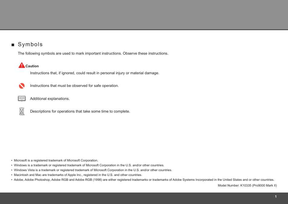 Symbols | Canon PIXMA K10335 User Manual | Page 3 / 36