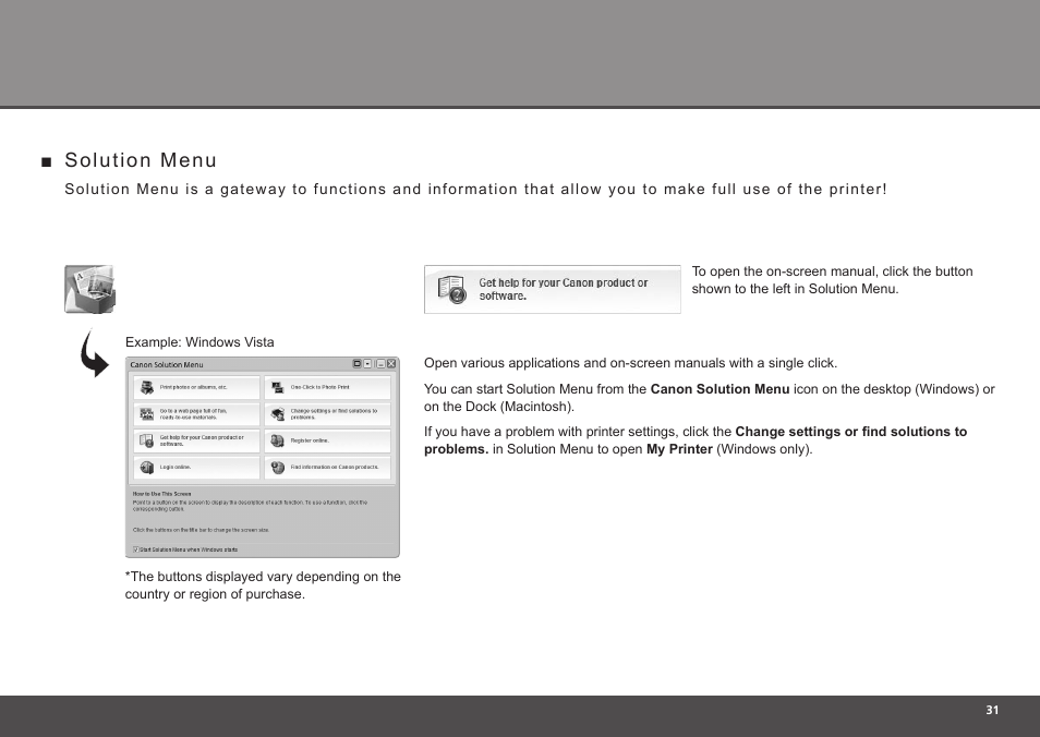 Solution menu | Canon PIXMA K10335 User Manual | Page 33 / 36