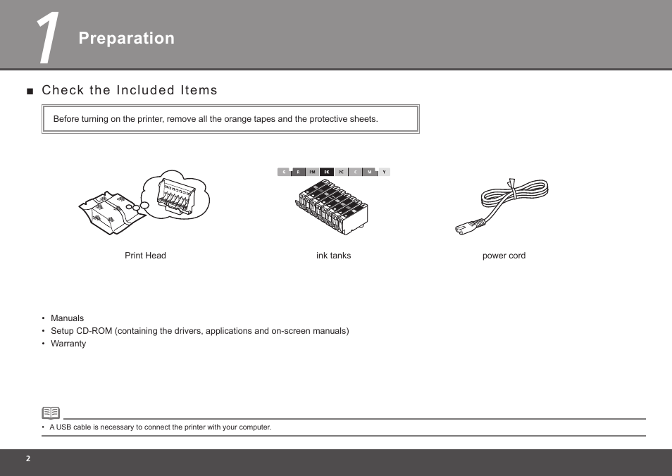 Preparation | Canon PIXMA K10335 User Manual | Page 4 / 36