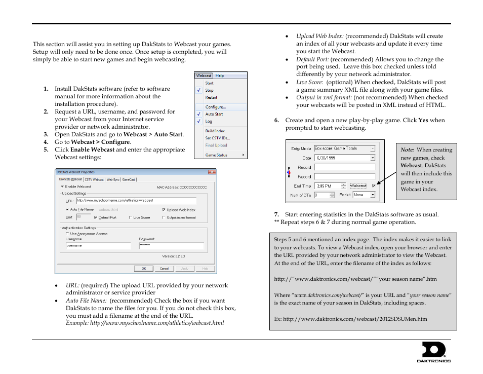 Dakstats webcast setup guide 2 of 2 | Daktronics DakStats Webcast User Manual | Page 2 / 2