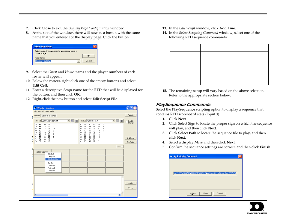 Playsequence commands | Daktronics DakStats/Stat Crew & Venus 7000 User Manual | Page 4 / 5