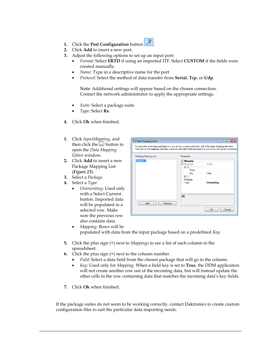 Create an input port, Input mapping, Final note on package suites | Daktronics Data Manager (DDM) User Manual | Page 25 / 34