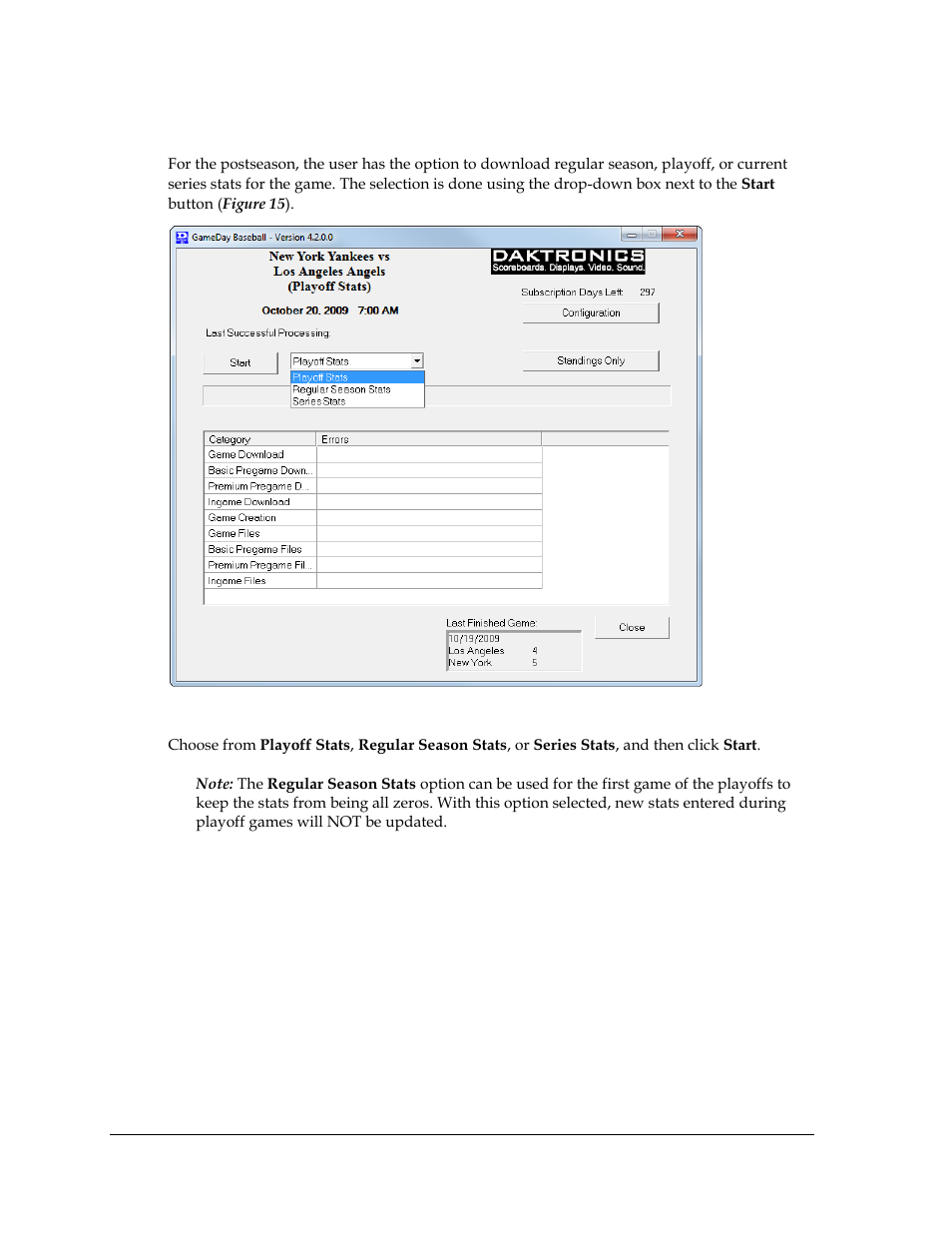 7 postseason stats, Postseason stats | Daktronics GameDay Baseball User Manual | Page 20 / 34