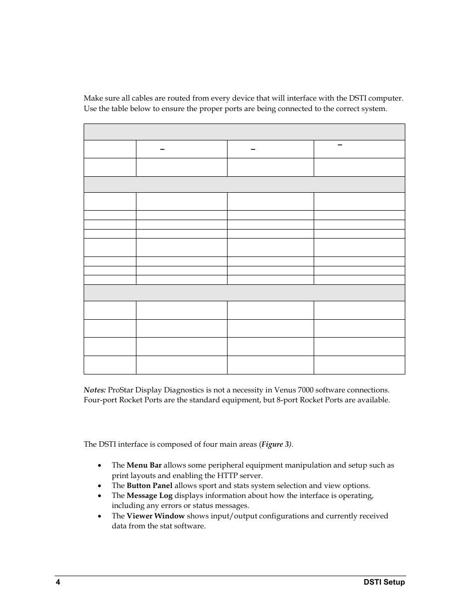 3 end-user configuration, Port connection setup, 4 user interface | End-user configuration, User interface | Daktronics ScoringTiming Interface (DSTI) User Manual | Page 10 / 20
