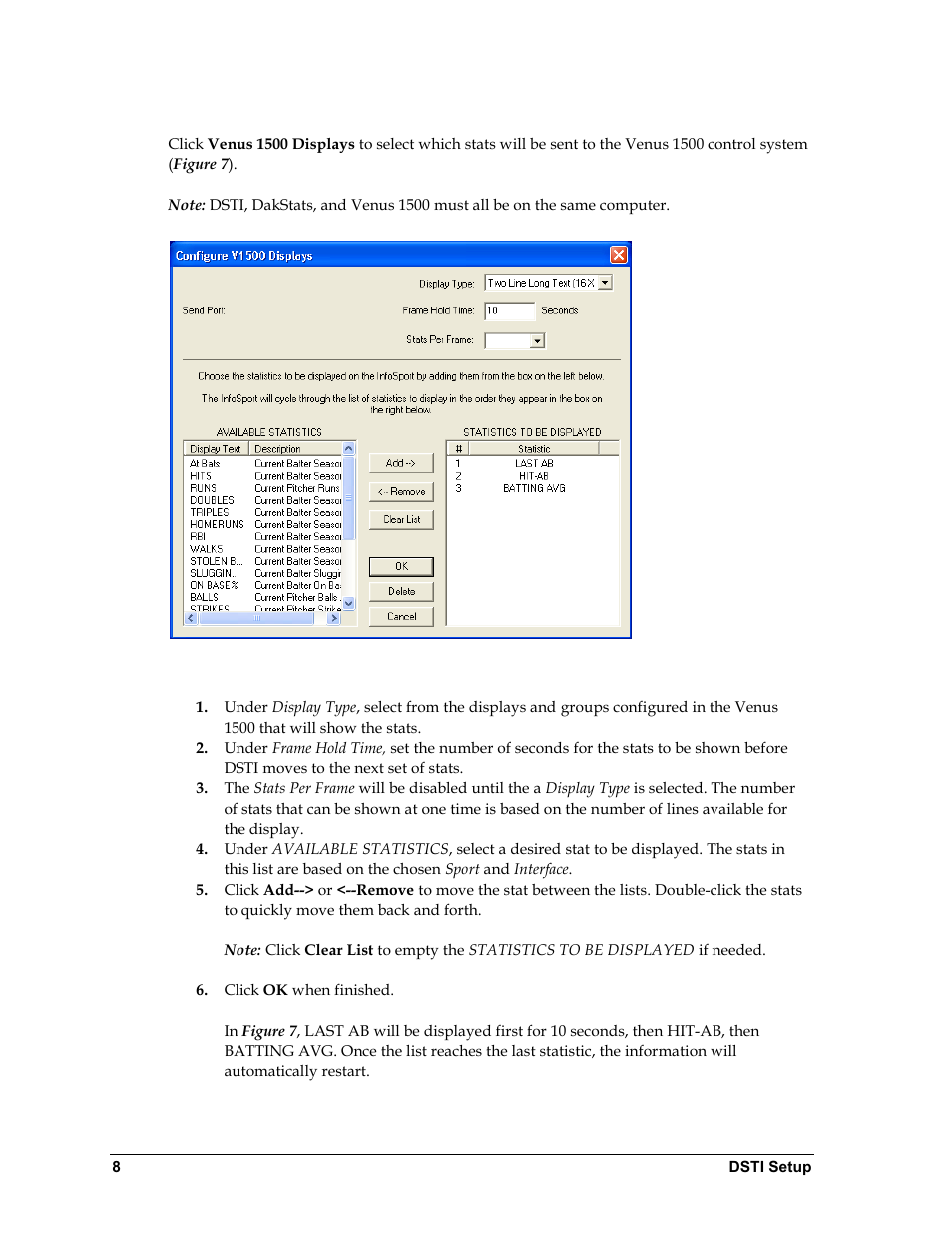 Venus 1500 display (dakstats only) | Daktronics ScoringTiming Interface (DSTI) User Manual | Page 14 / 20