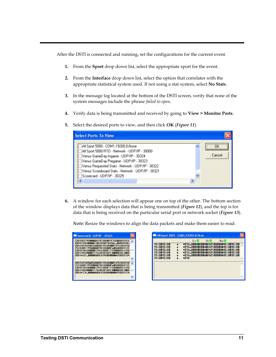 Section 3: testing dsti communication, Section 3, Testing dsti communication | Daktronics ScoringTiming Interface (DSTI) User Manual | Page 17 / 20