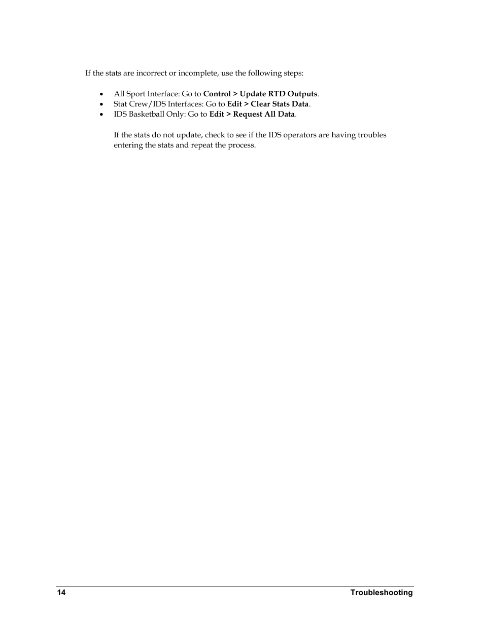 Incorrect or incomplete stats | Daktronics ScoringTiming Interface (DSTI) User Manual | Page 20 / 20