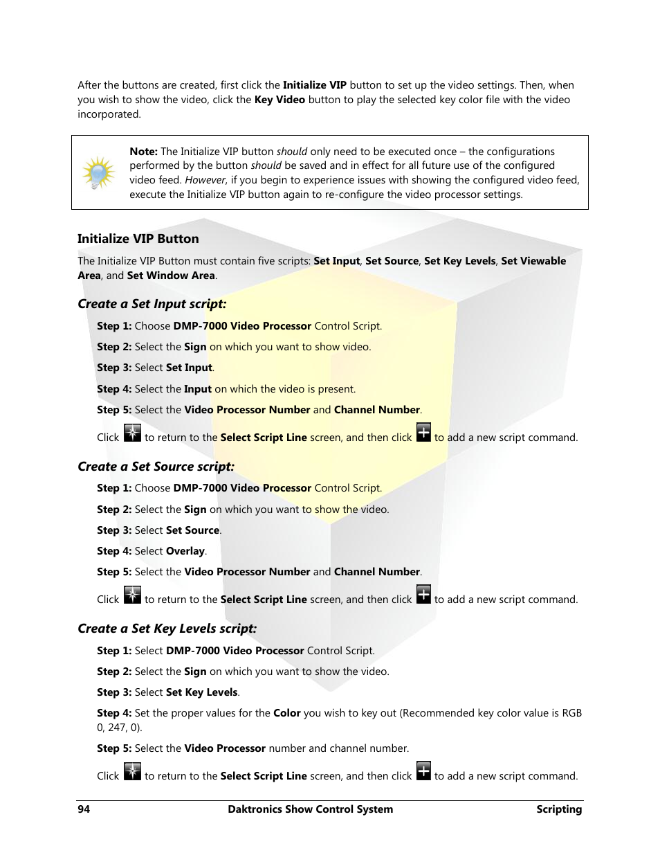 Initialize vip button | Daktronics Show Control System User Manual | Page 101 / 146