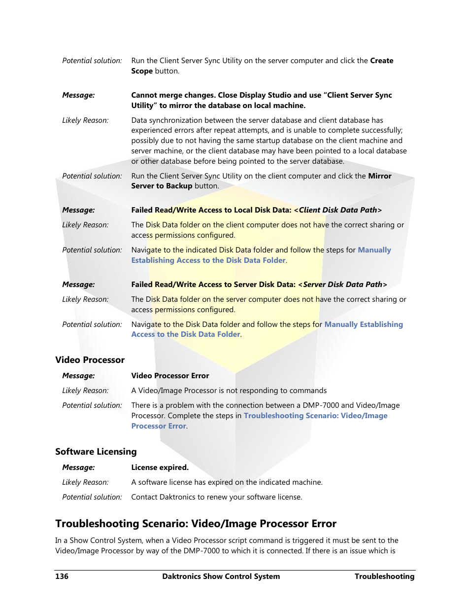 Video processor, Software licensing | Daktronics Show Control System User Manual | Page 143 / 146