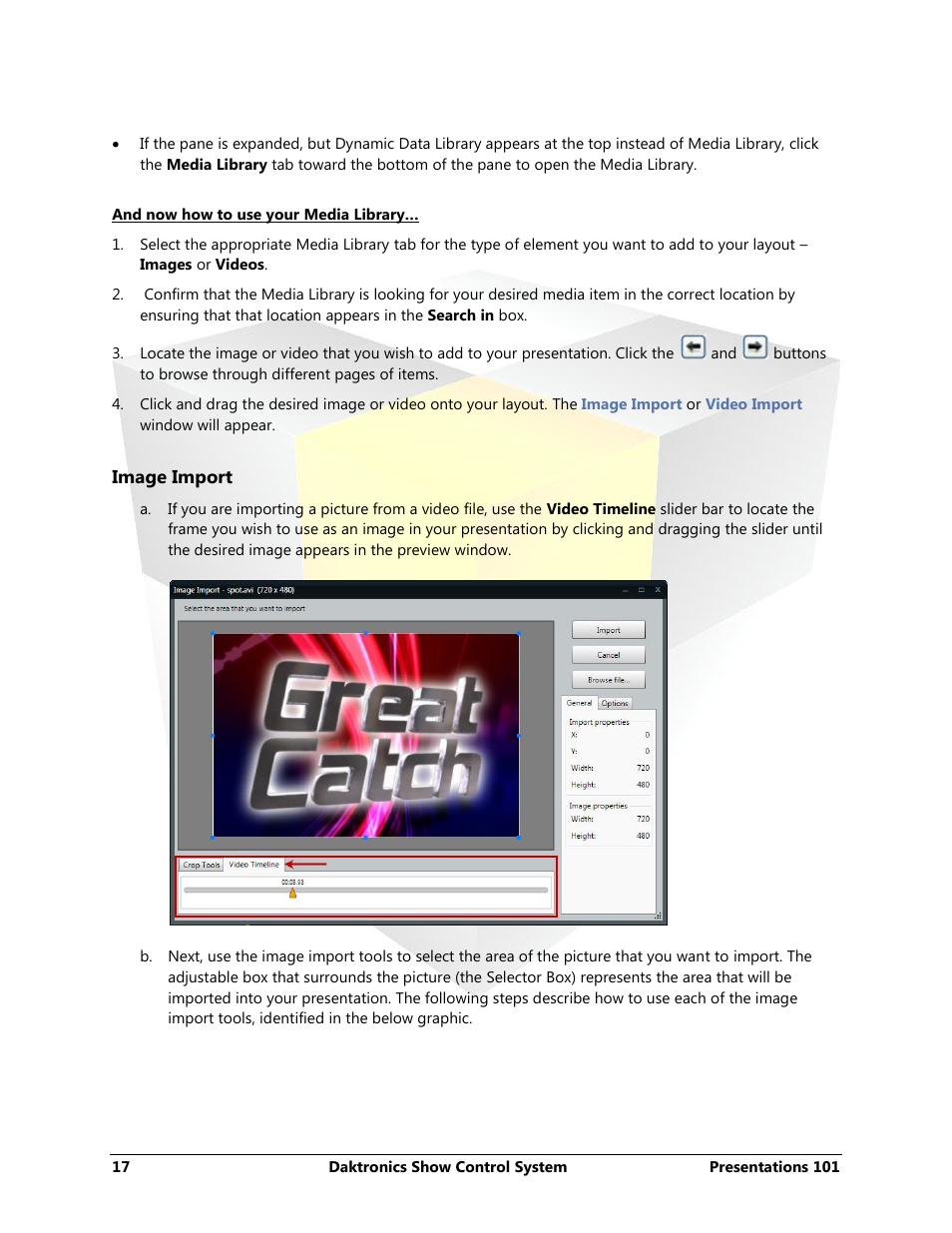 Image import | Daktronics Show Control System User Manual | Page 24 / 146