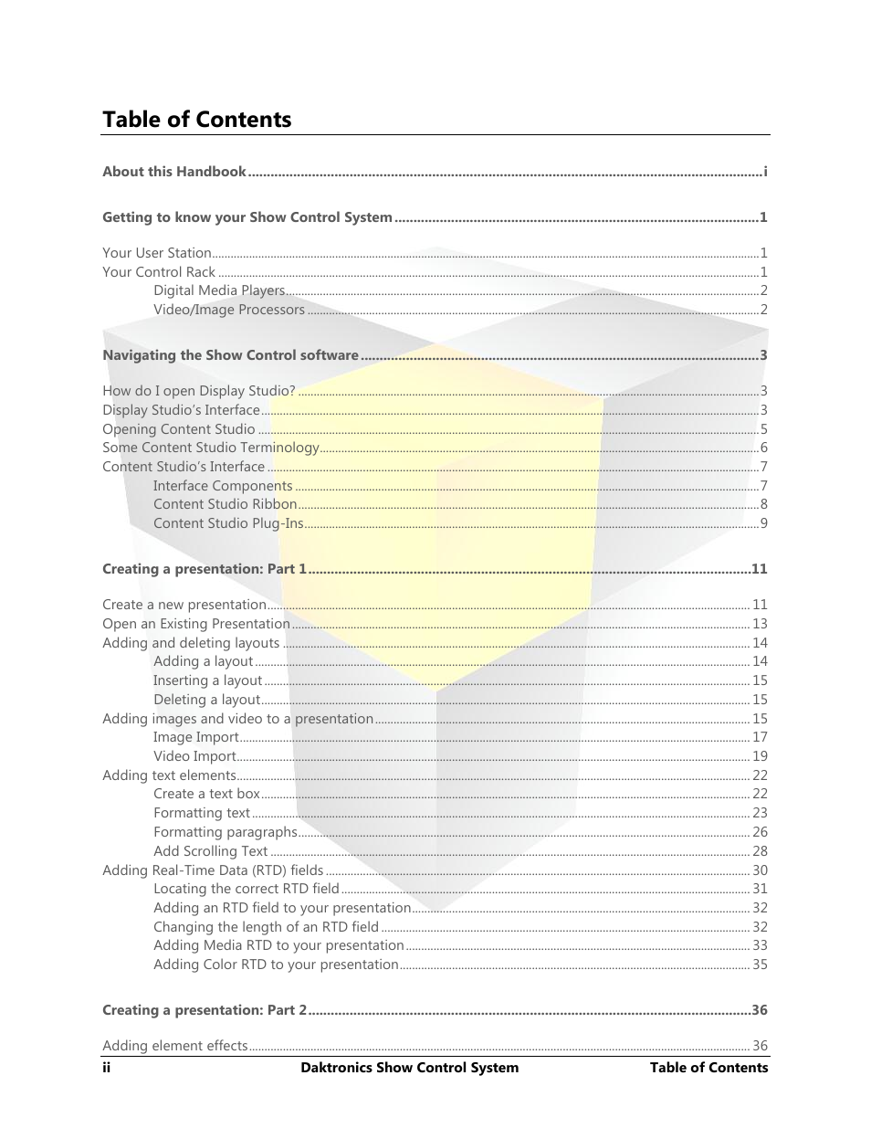 Daktronics Show Control System User Manual | Page 3 / 146