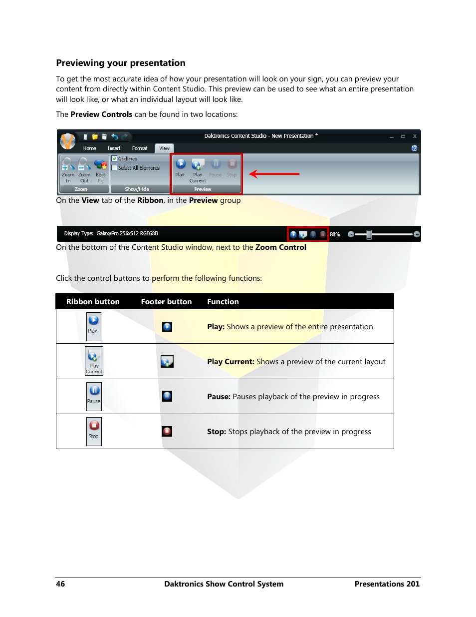 Previewing your presentation | Daktronics Show Control System User Manual | Page 53 / 146