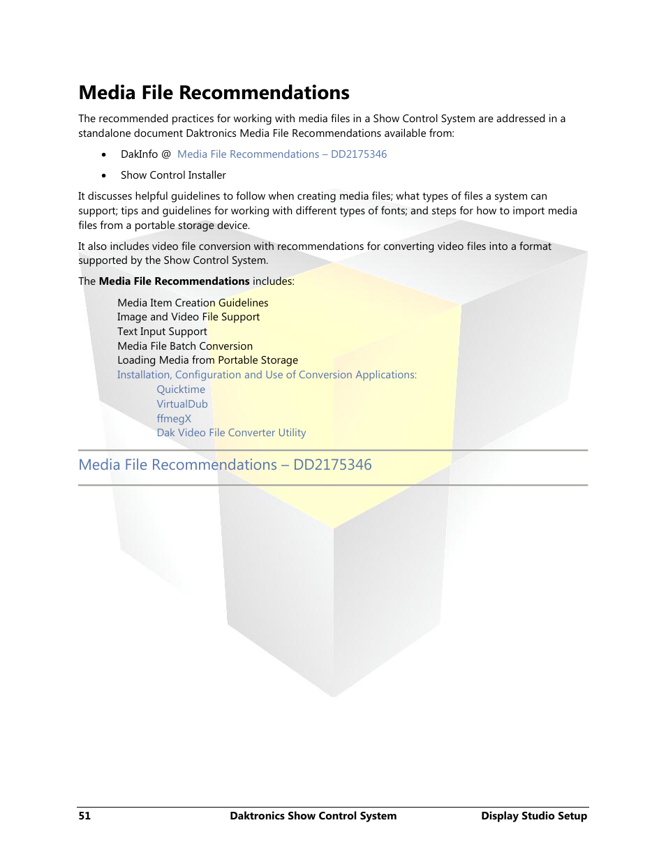 Media file recommendations | Daktronics Show Control System User Manual | Page 58 / 146