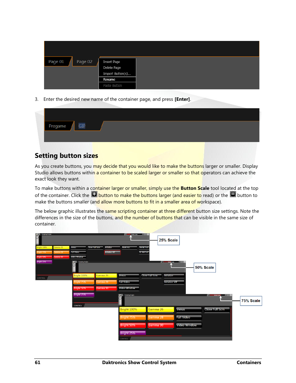 Setting button sizes | Daktronics Show Control System User Manual | Page 68 / 146