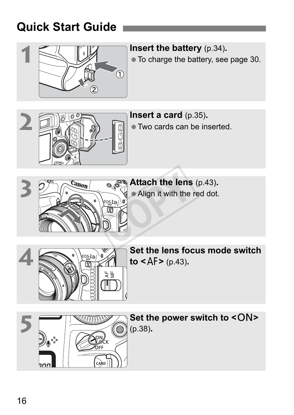 Quick start guide, Cop y | Canon 1D X User Manual | Page 16 / 420