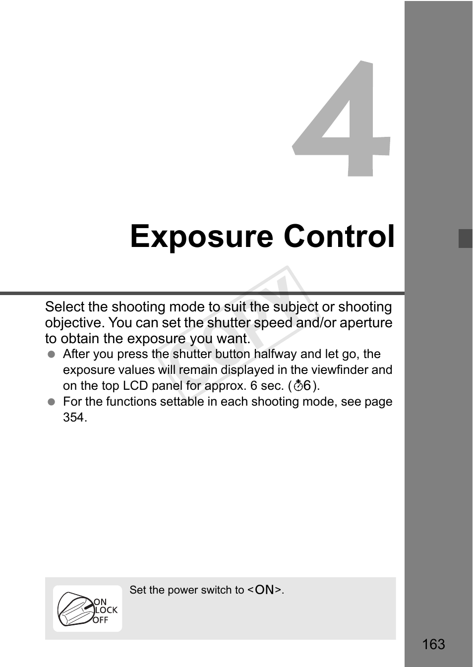 Exposure control, Cop y | Canon 1D X User Manual | Page 163 / 420